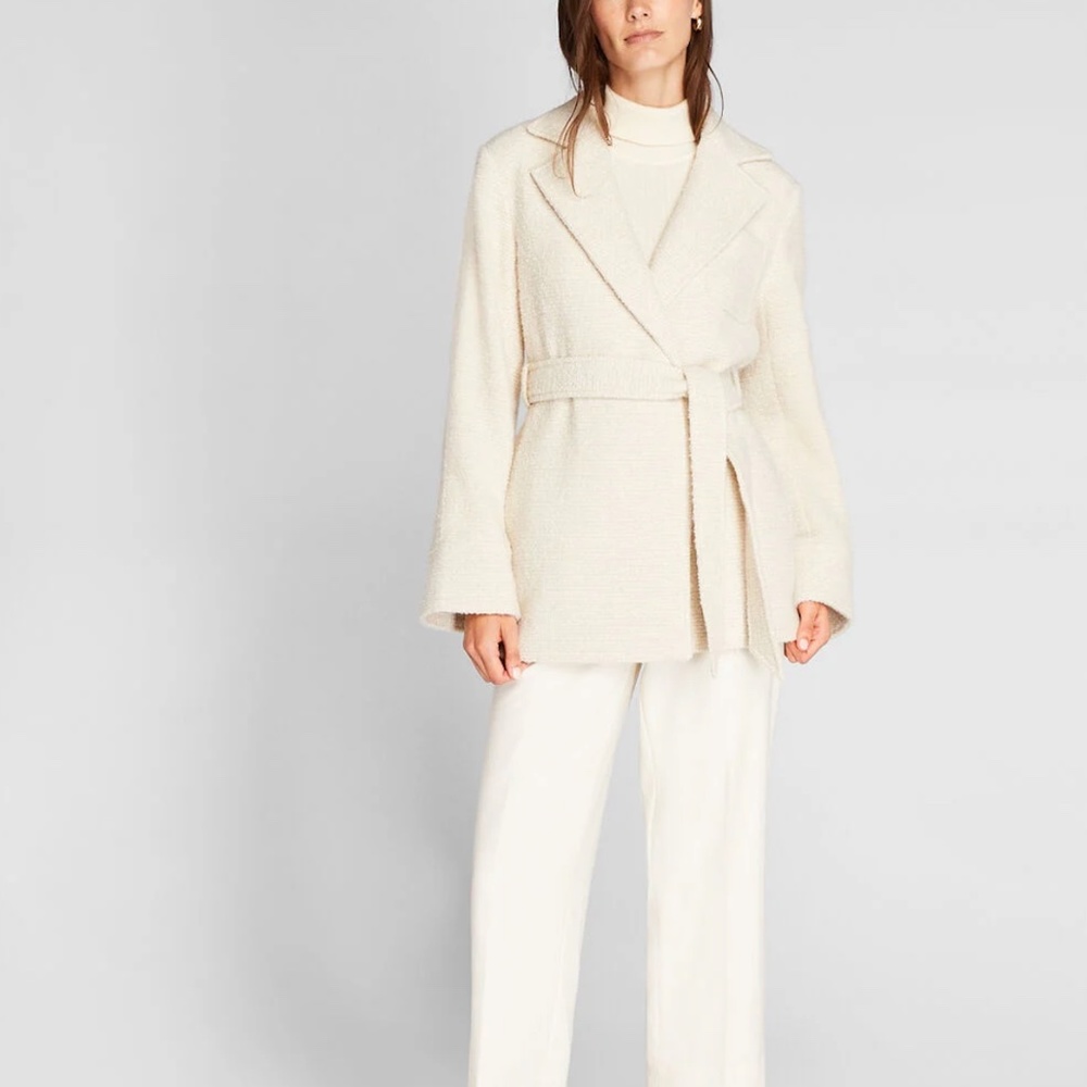 Bouclé Belted Double Breasted Jacket - New With Tags - NEVER WORN - Cream - Picture 4 of 5